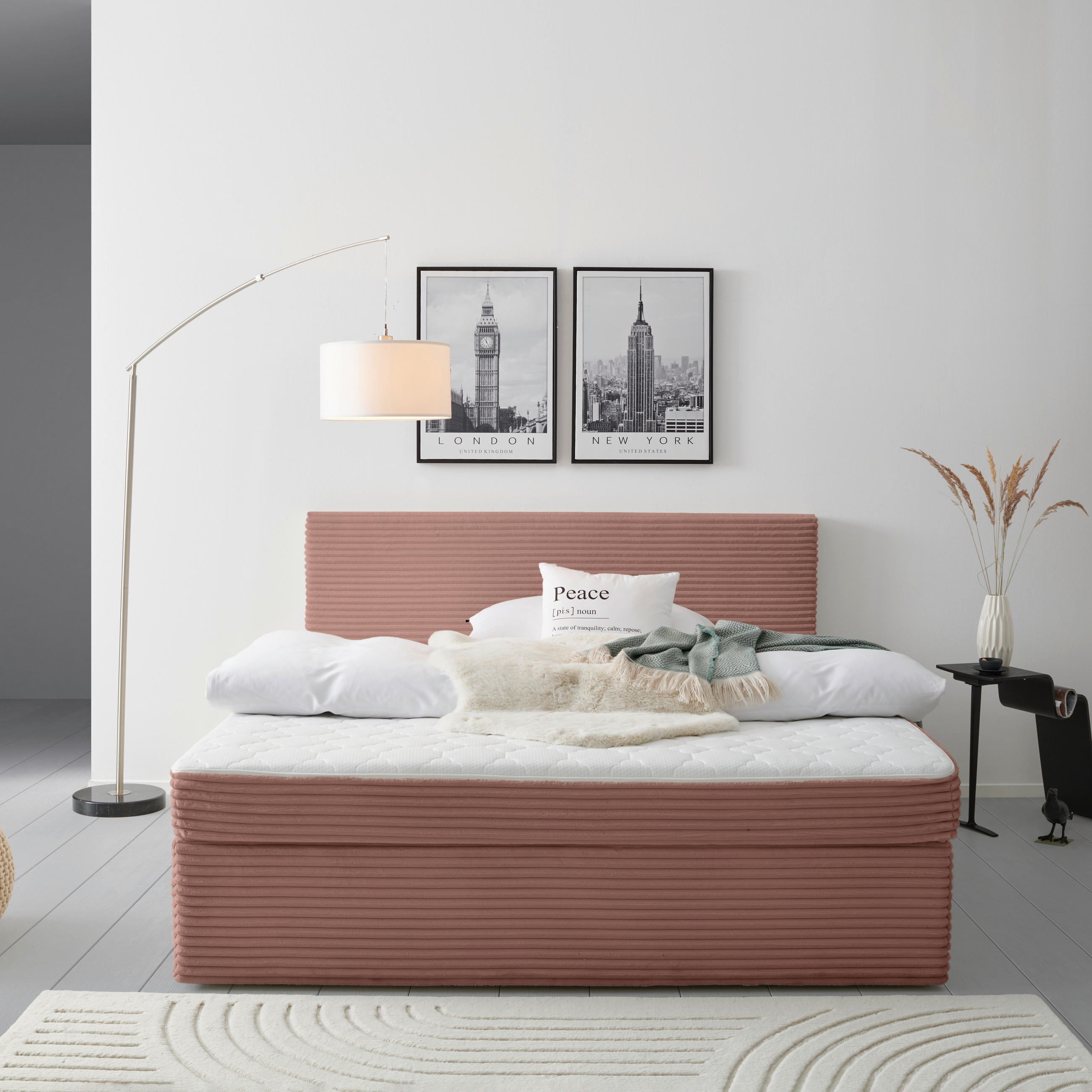 BOXBETT 200/200 cm,  in Altrosa,  - Altrosa, MODERN, Holz/Textil (200/200cm) - MID.YOU