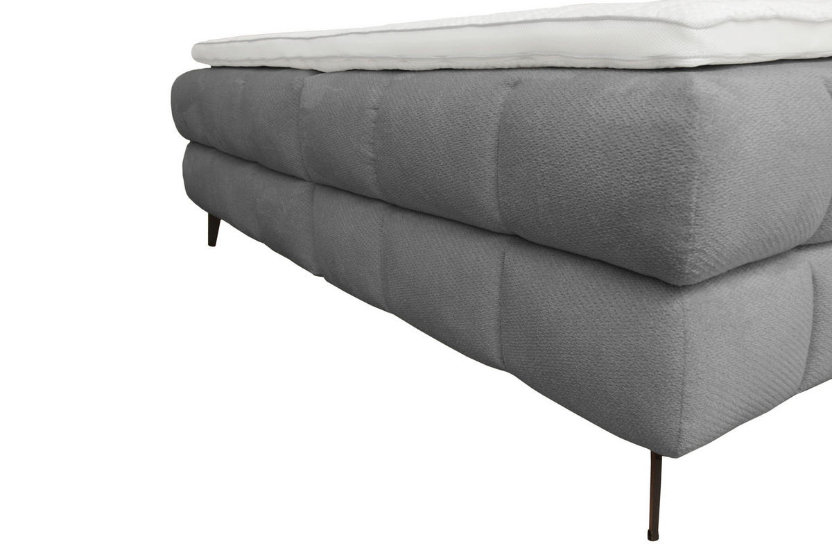 BOXBETT 140/200 cm,  in Grau, Bettkasten, Topper, H3 + H3 = fest  - Schwarz/Grau, Trend, Textil/Metall (140/200cm) - Esposa
