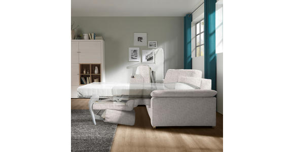 ECKSOFA in Flachgewebe Hellgrau - Chromfarben/Hellgrau, KONVENTIONELL, Textil/Metall (176/285cm) - Novel