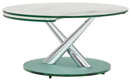 COUCHTISCH in Metall, Glas 80-128/80/40 cm  - Chromfarben/Silberfarben, Design, Glas/Metall (80-128/80/40cm) - Naos