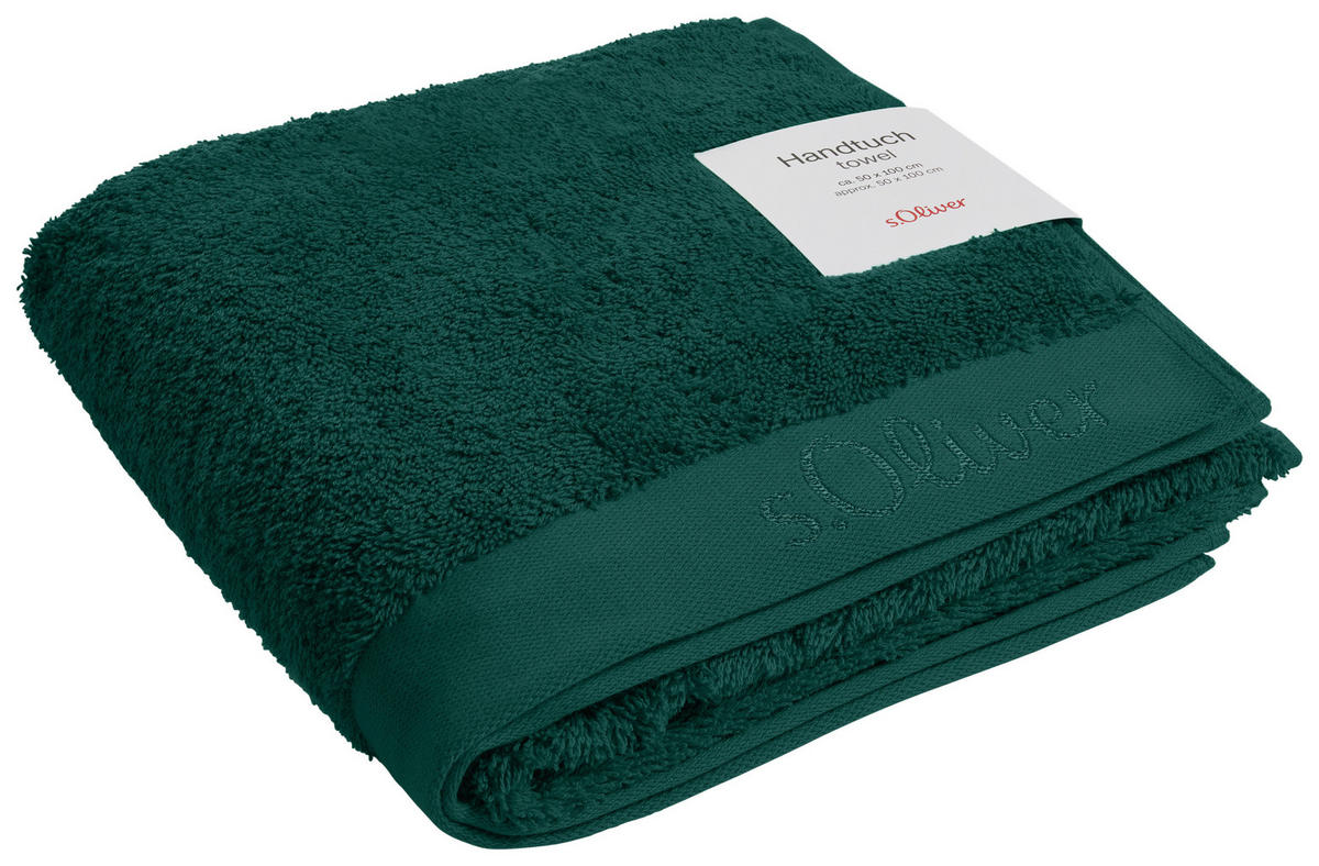 RUČNÍK, 50/100 cm, tmavě zelená - tmavě zelená, Basics, textil (50/100cm) - S. Oliver