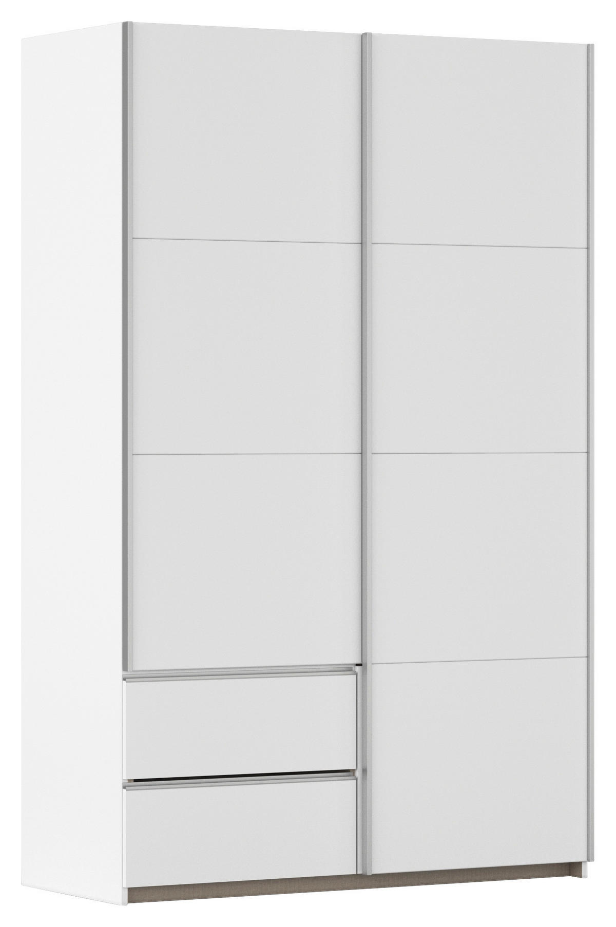 SCHWEBETÜRENSCHRANK in Weiss, Alufarben  - Weiss/Alufarben, Modern, Holzwerkstoff (131/210/59cm) - Rauch Möbel