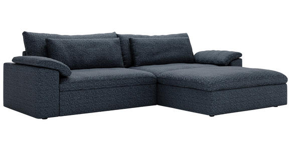 ECKSOFA  in Webstoff Blau  306/198 cm  - Blau/Schwarz, MODERN, Kunststoff/Textil (306/198cm) - Carryhome