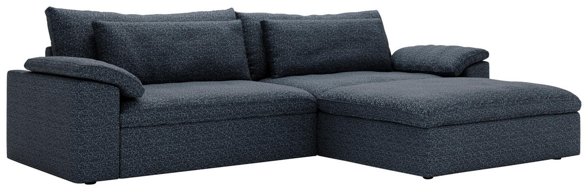 ECKSOFA  in Webstoff Blau  306/198 cm  - Blau/Schwarz, MODERN, Kunststoff/Textil (306/198cm) - Carryhome