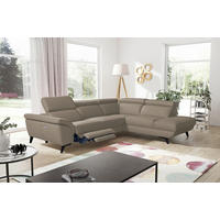 ECKSOFA DALLAS in Echtleder Taupe  283/228 cm  - Taupe/Schwarz, Design, Leder/Metall (283/228cm) - Livetastic