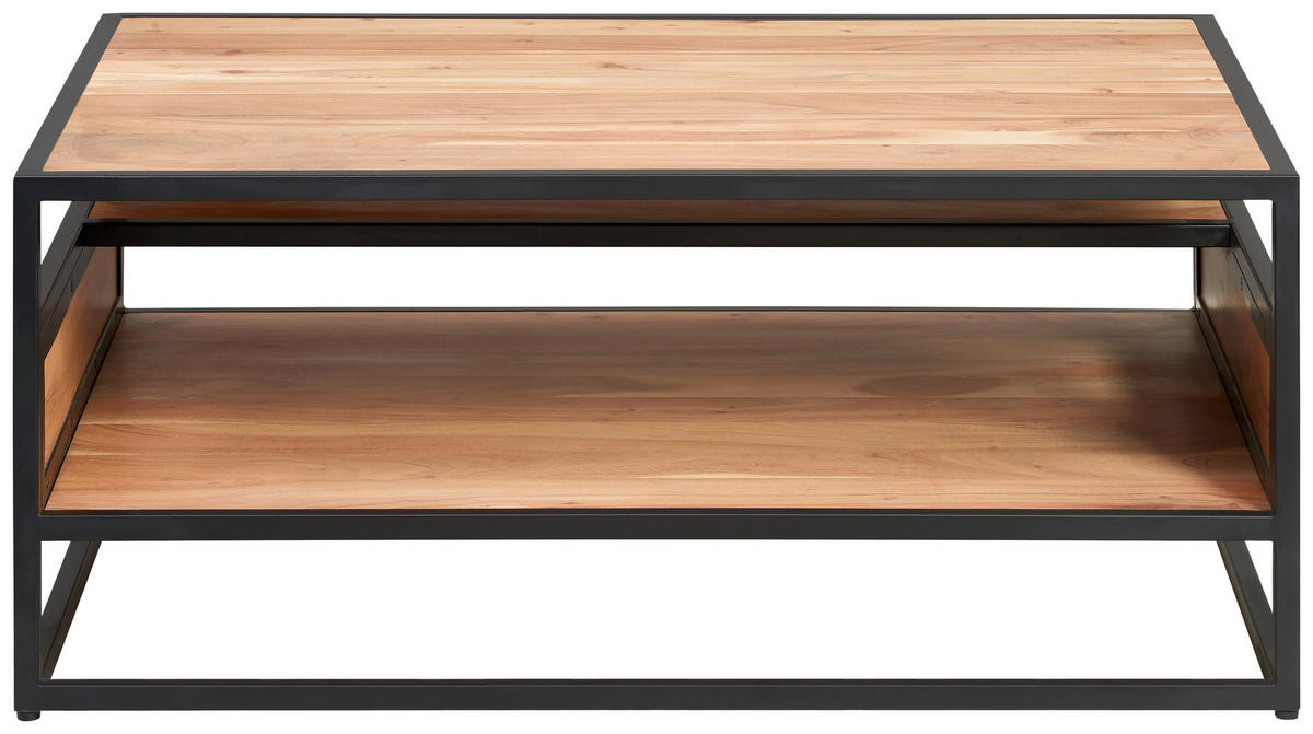 COUCHTISCH Urban Garden 2.0 Akazie massiv 70/99/41 cm rechteckig Honig, Schwarz  - Schwarz/Honig, Design, Holz/Metall (70/99/41cm) - MID.YOU