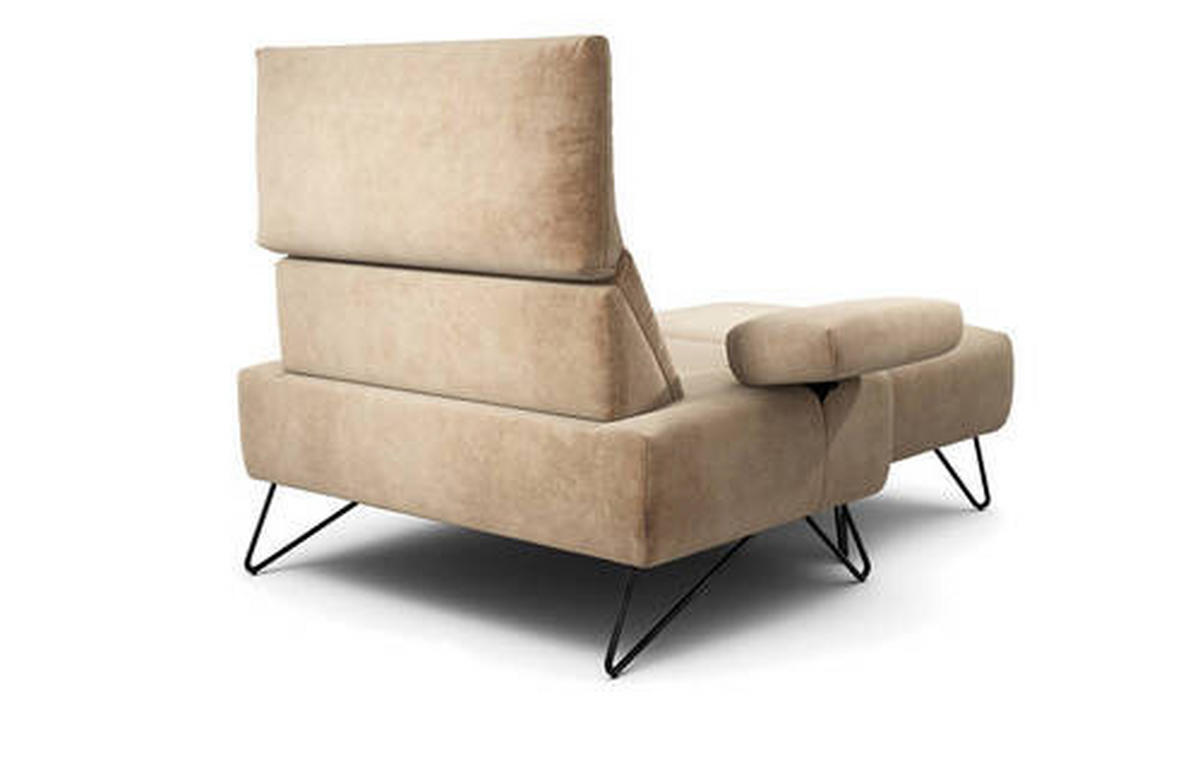 SESSELSET in Samt Sandfarben  - Sandfarben/Schwarz, Design, Textil/Metall (114-142/85/86-94cm) - SENSOO