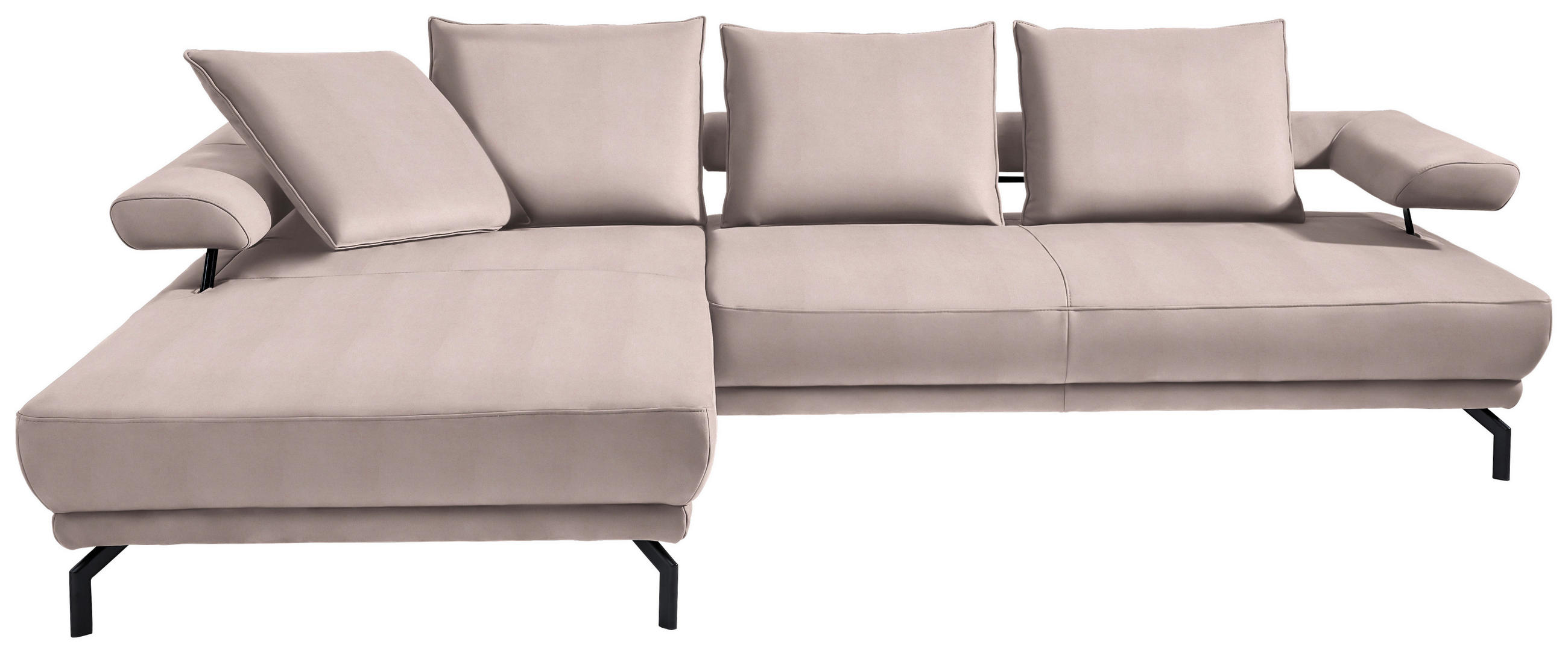 ECKSOFA in Mikrofaser Rosa  224/305 cm  - Schwarz/Rosa, Design, Textil/Metall (224/305cm) - Dieter Knoll