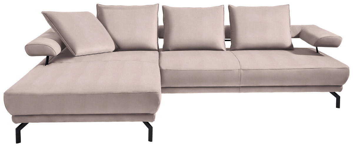 ECKSOFA in Mikrofaser Rosa  - Schwarz/Rosa, Design, Textil/Metall (224/305cm) - Dieter Knoll