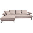 ECKSOFA in Mikrofaser Rosa  - Schwarz/Rosa, Design, Textil/Metall (224/305cm) - Dieter Knoll