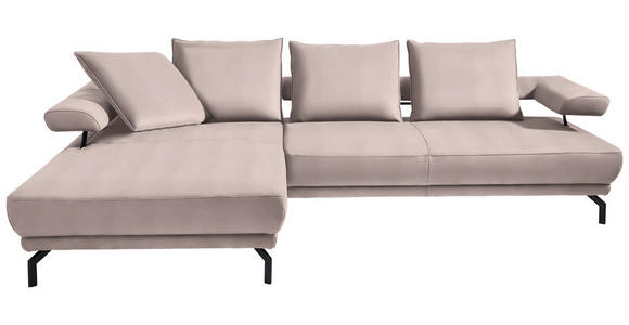 ECKSOFA in Mikrofaser Rosa  - Schwarz/Rosa, Design, Textil/Metall (224/305cm) - Dieter Knoll