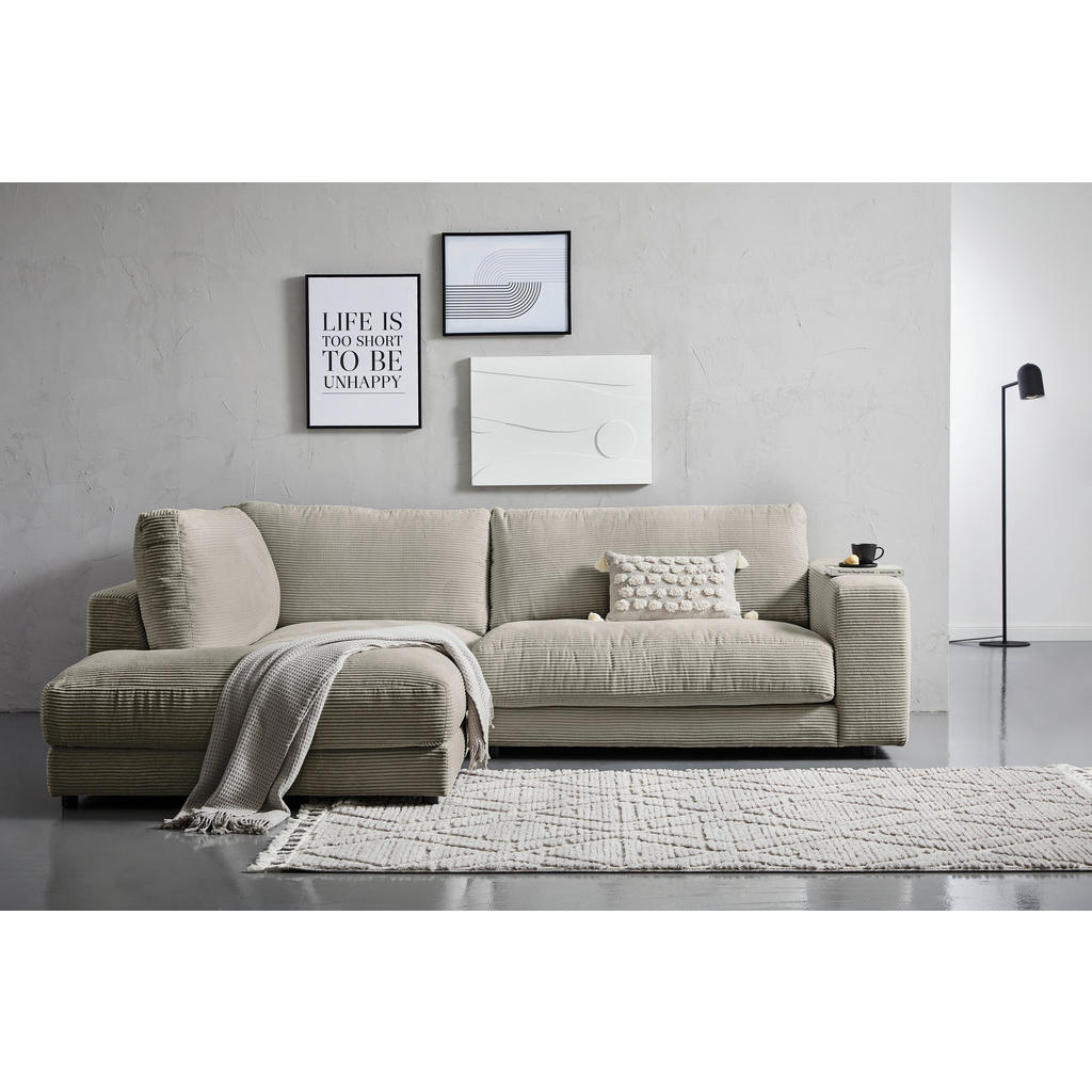 Thumbnail - Hom`in Ecksofa, Graubraun, Textil, 4-Sitzer, Füllung: Schaumstoff, Federn, Ottomane links, L-Form, 265x224 cm, Blauer En...