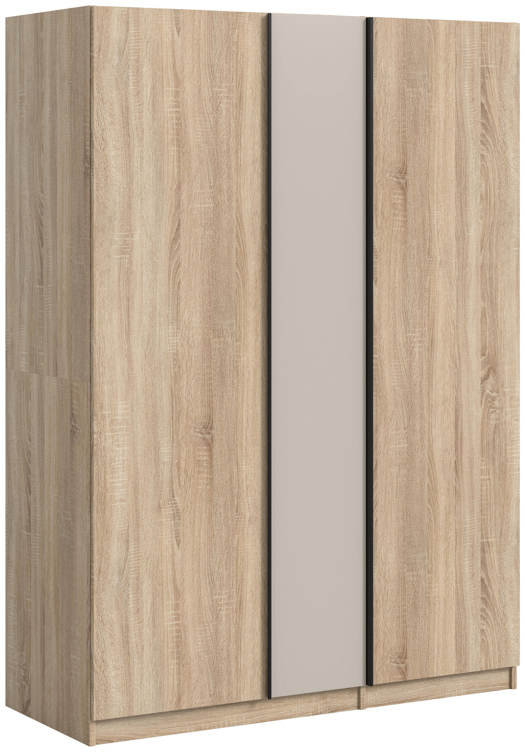 ORMAR S KLASIČNIM VRATIMA     - kašmir/crna, Moderno, drvni materijal (130/183/53cm) - MID.YOU