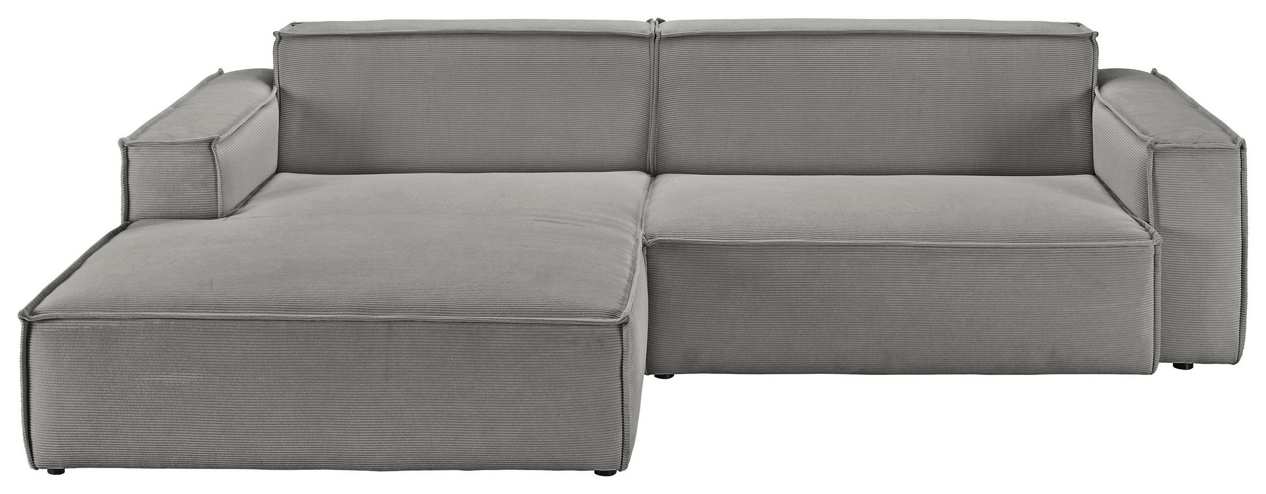 ECKSOFA Grau Feincord  - Schwarz/Grau, KONVENTIONELL, Kunststoff/Textil (168/276cm) - Hom`in
