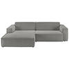ECKSOFA Grau Feincord  - Schwarz/Grau, KONVENTIONELL, Kunststoff/Textil (168/276cm) - Hom`in