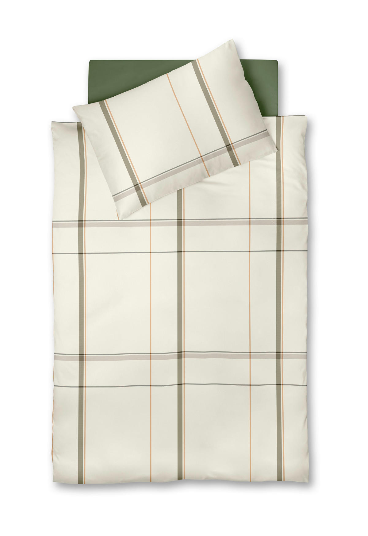 ÁGYNEMŰHUZAT-GARNITÚRA 140/200 cm  - sötétnarancs/olívazöld, Basics, textil (140/200cm) - Fleuresse