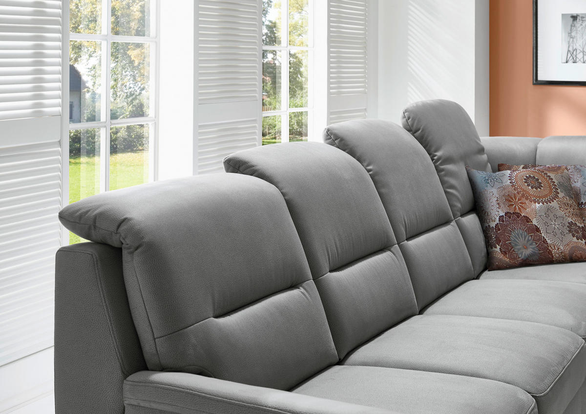 ECKSOFA in Mikrofaser Grau  - Schwarz/Grau, Konventionell, Holz/Textil (303/245cm) - Beldomo Comfort