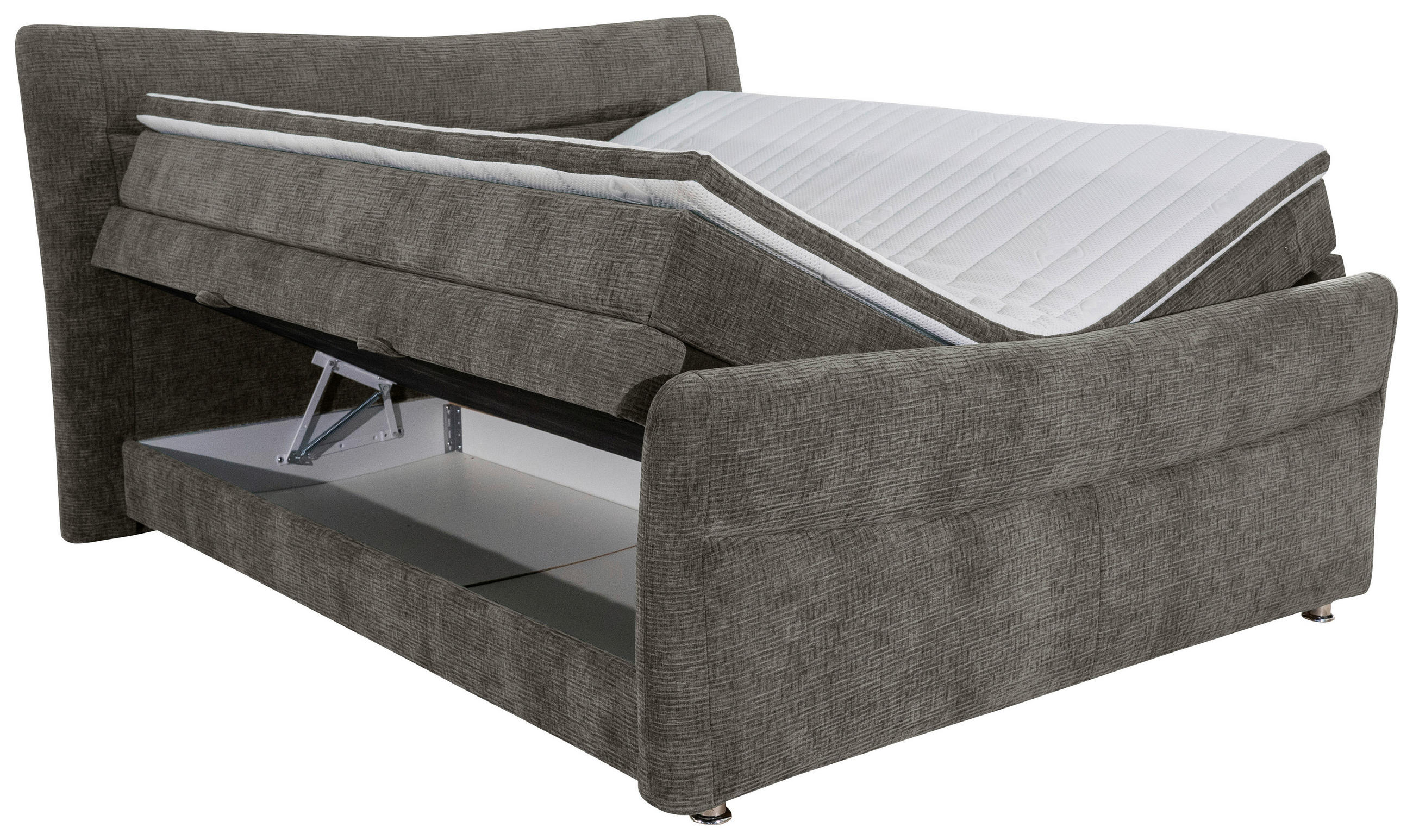 BOXSPRINGBETT 180/200 cm  in Grau  - Chromfarben/Grau, KONVENTIONELL, Textil/Metall (180/200cm) - Esposa