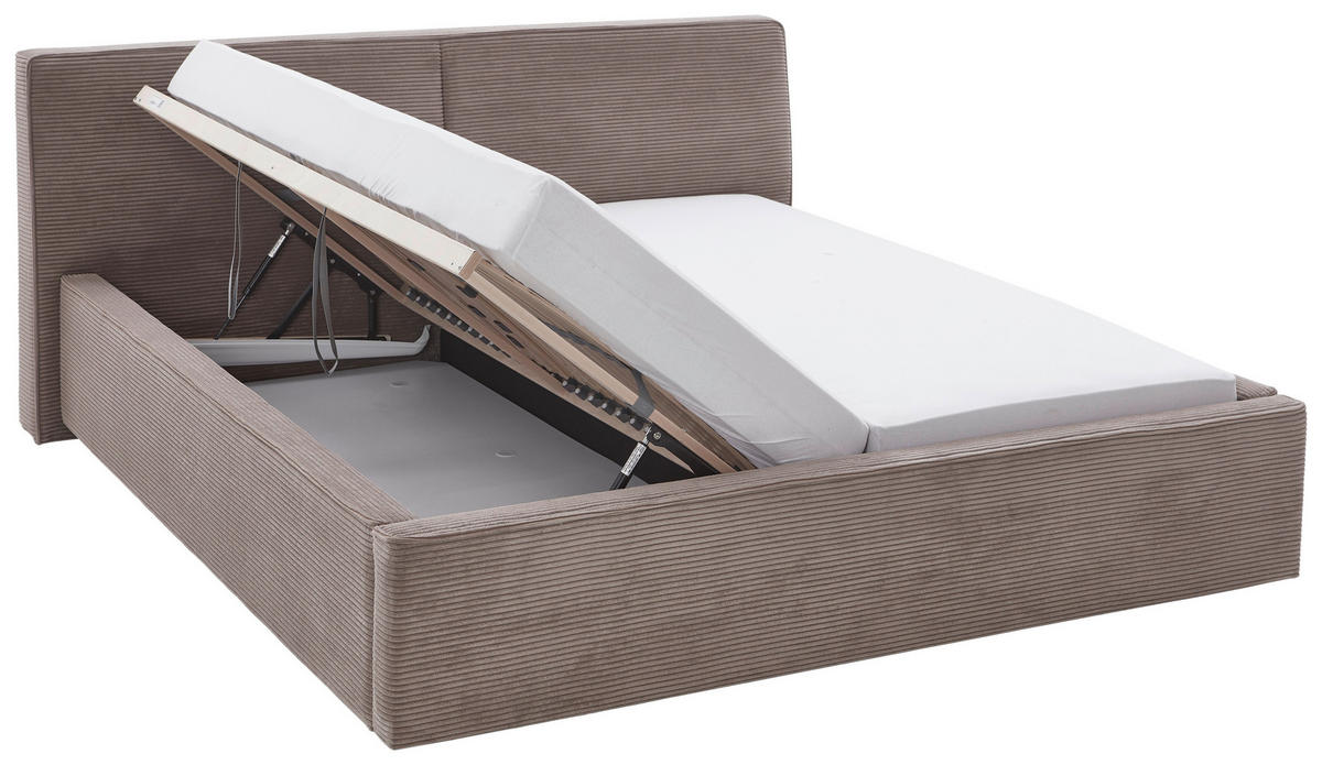 POLSTERBETT Bettkasten, Lattenroste Taupe 160/200 cm  - Taupe/Birkefarben, Design, Holz/Textil (160/200cm) - Boxxx