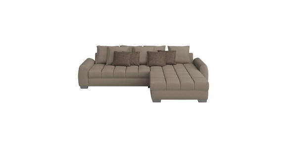 ECKSOFA Taupe Webstoff  - Taupe/Chromfarben, Design, Kunststoff/Textil (320/226cm) - Carryhome