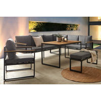 DINING-LOUNGESET 5-teilig  - Dunkelgrau/Naturfarben, MODERN, Kunststoff/Textil (250/187cm) - Ambia Garden