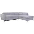 ECKSOFA Grau Velours  - Schwarz/Grau, KONVENTIONELL, Textil/Metall (255/217cm) - Carryhome