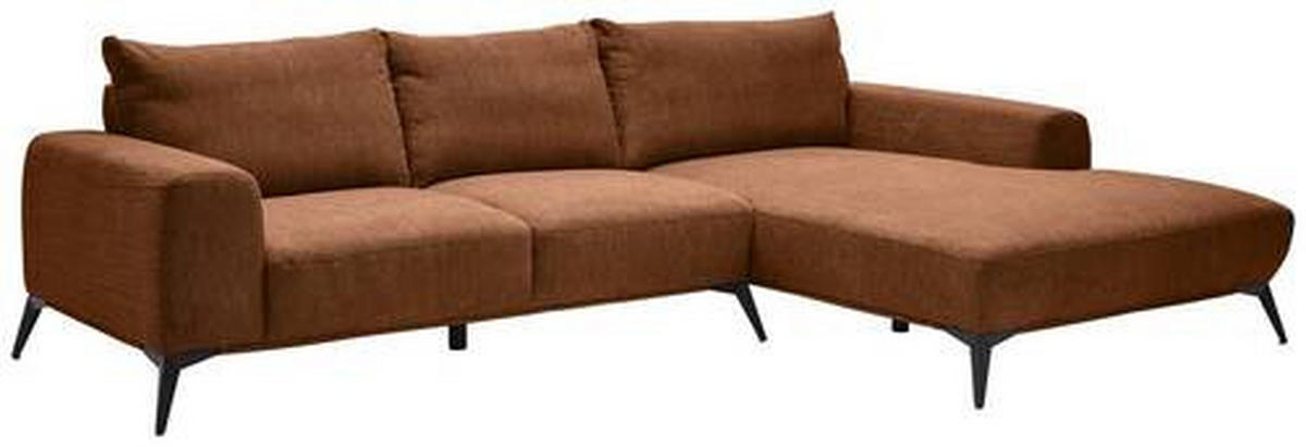 ECKSOFA in Webstoff Braun  - Schwarz/Braun, Design, Textil/Metall (298/187cm) - Stylife