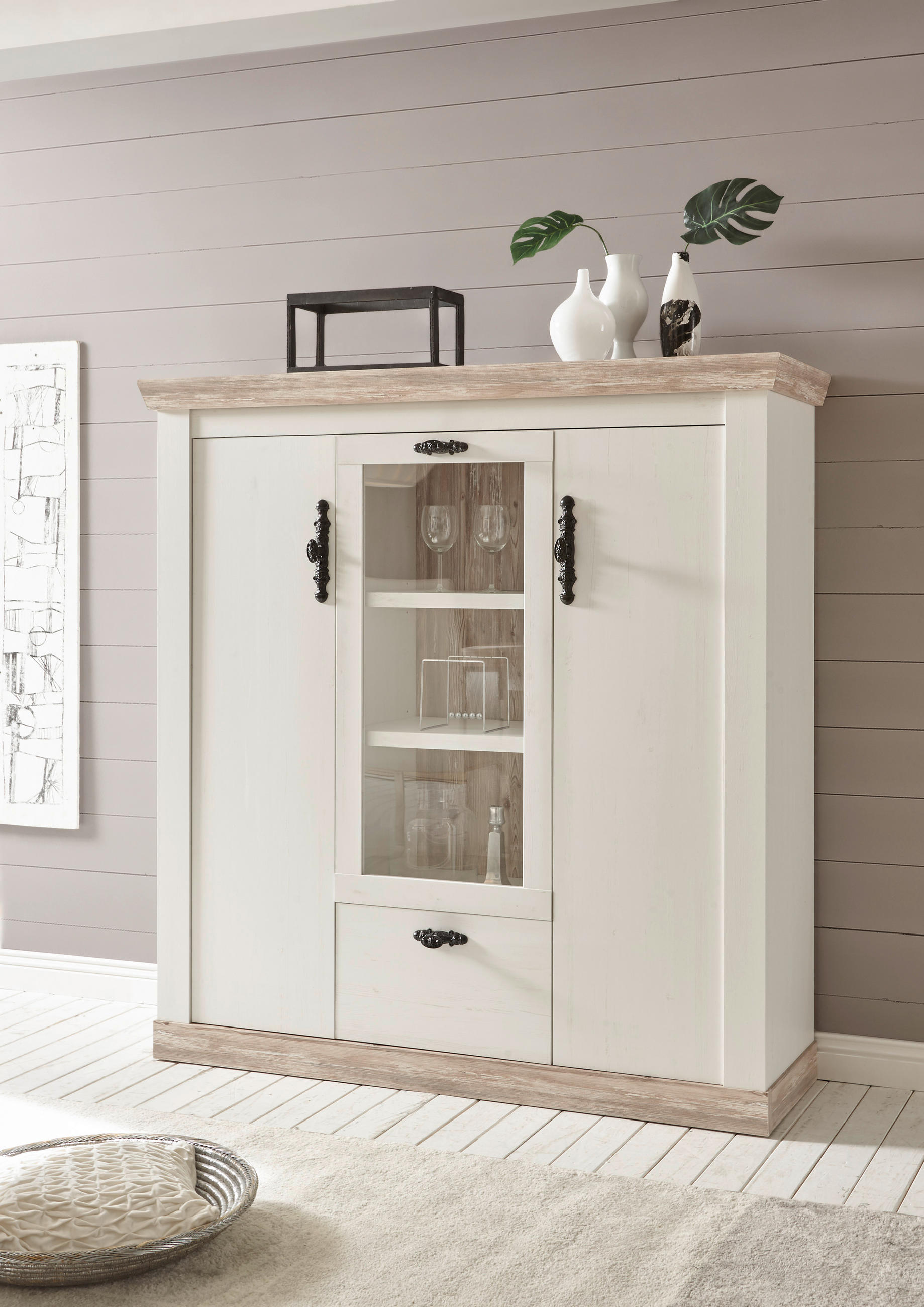 HIGHBOARD  in 140/146/44 cm  - Hellbraun/Schwarz, Design, Holzwerkstoff/Metall (140/146/44cm) - MID.YOU