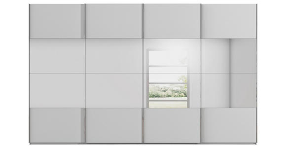 SCHWEBETÜRENSCHRANK  in Seidengrau  - Chromfarben/Seidengrau, Design, Glas/Holzwerkstoff (361/223/68cm) - Novel