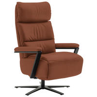 FERNSEHSESSEL in Cognac  - Cognac/Schwarz, Design, Leder/Metall (74/111/85cm) - Schöner Wohnen