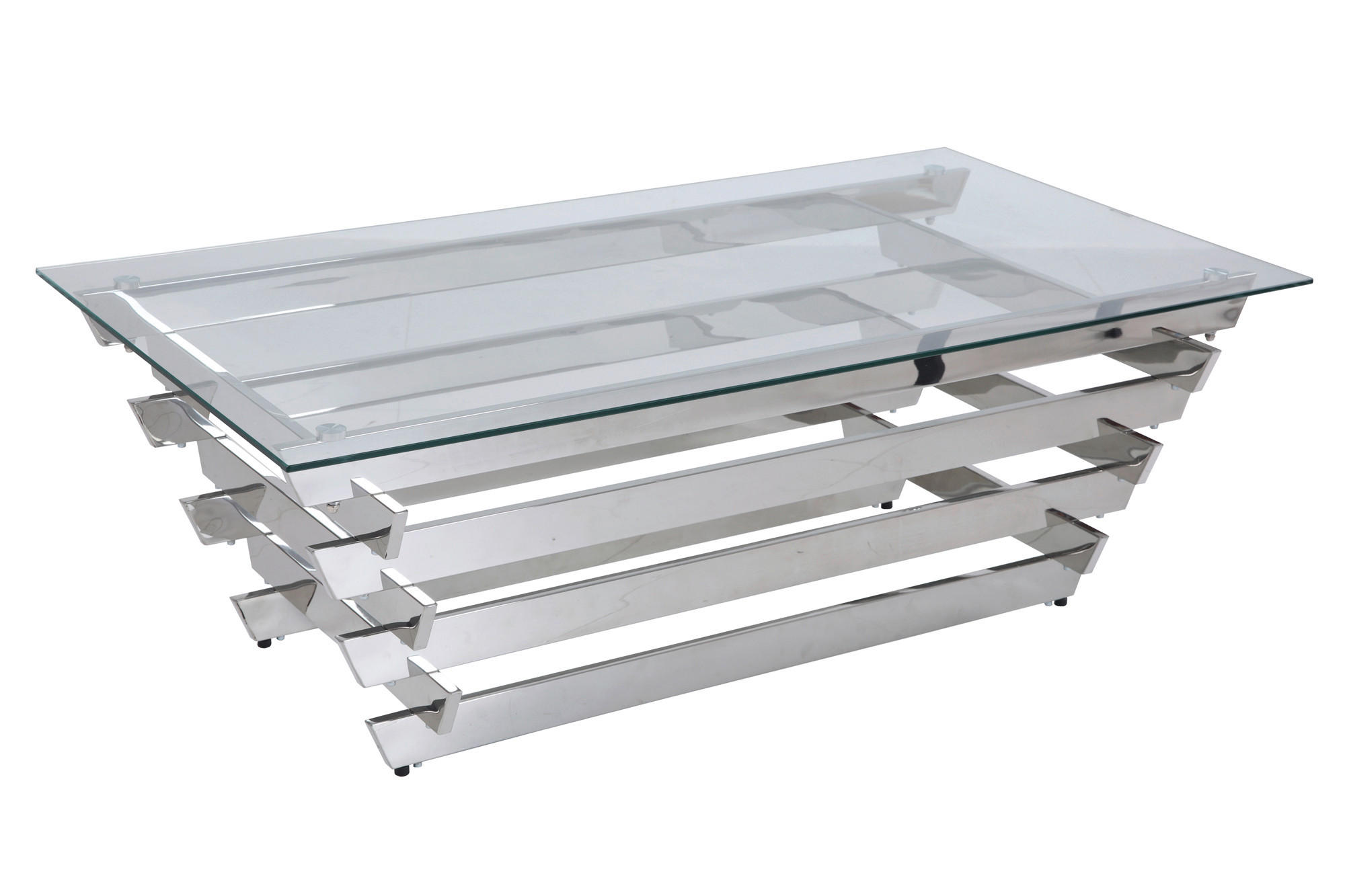 COUCHTISCH Sicherheitsglas, Klarglas 130/70/45 cm rechteckig Klar, Silberfarben  - Klar/Silberfarben, Design, Glas/Metall (130/70/45cm) - Livetastic