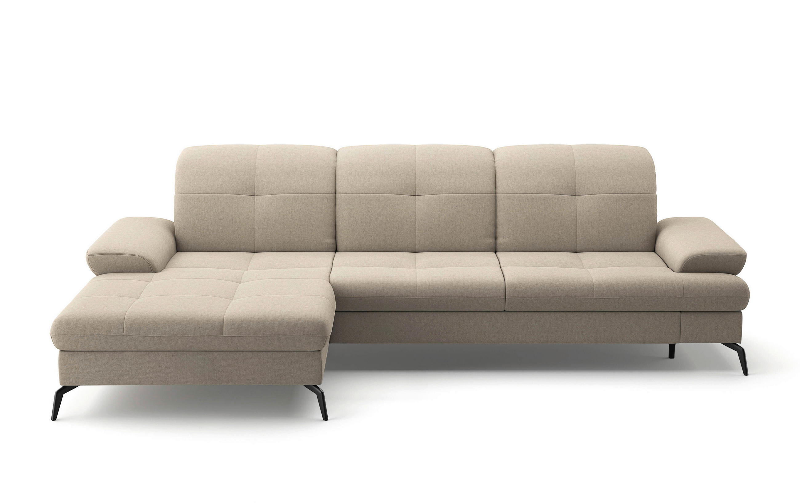 ECKSOFA in Flachgewebe Taupe  185/279 cm  - Taupe/Schwarz, KONVENTIONELL, Textil/Metall (185/279cm) - Sit & More