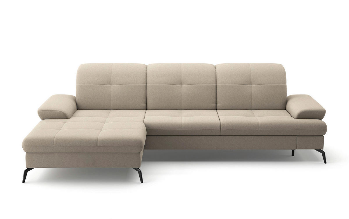 ECKSOFA in Flachgewebe Taupe  - Taupe/Schwarz, Konventionell, Textil/Metall (185/279cm) - Sit & More
