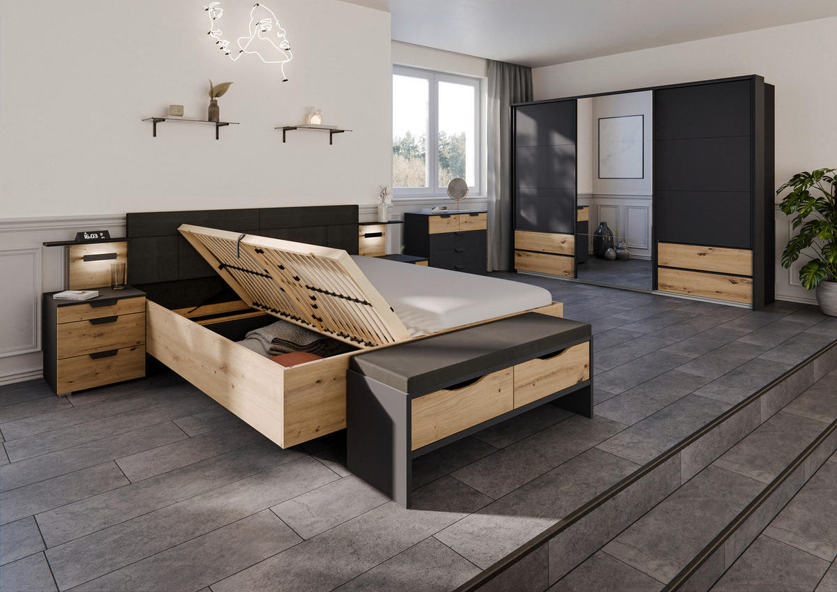 SCHWEBETÜRENSCHRANK 271/210/62 cm 3-türig Grau, Eiche Artisan  - Eiche Artisan/Grau, MODERN, Holzwerkstoff/Kunststoff (271/210/62cm)