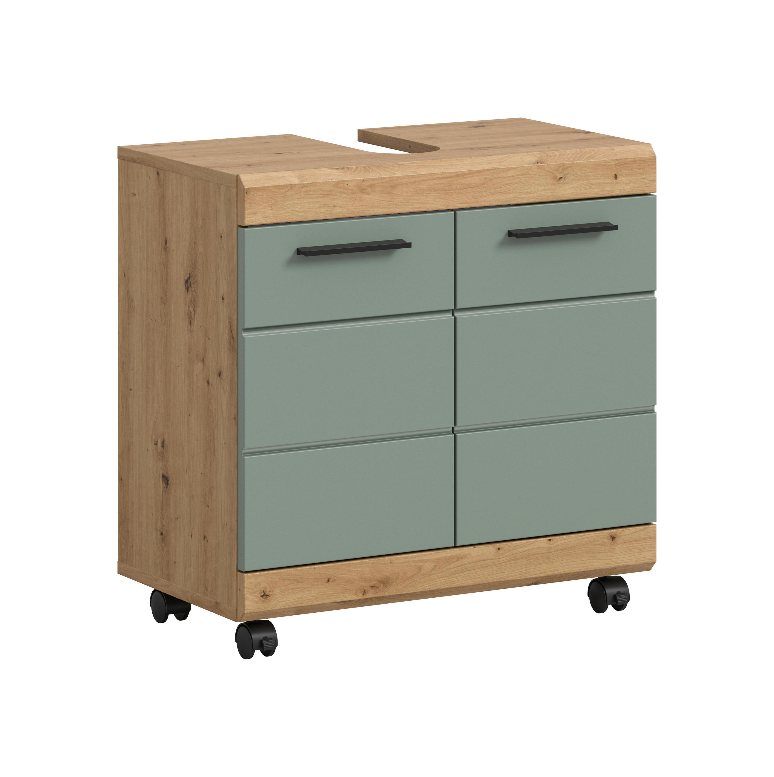 WASCHBECKENUNTERSCHRANK 60/60/34 cm  - Salbeigrün/Schwarz, Trend, Holzwerkstoff/Kunststoff (60/60/34cm) - MID.YOU