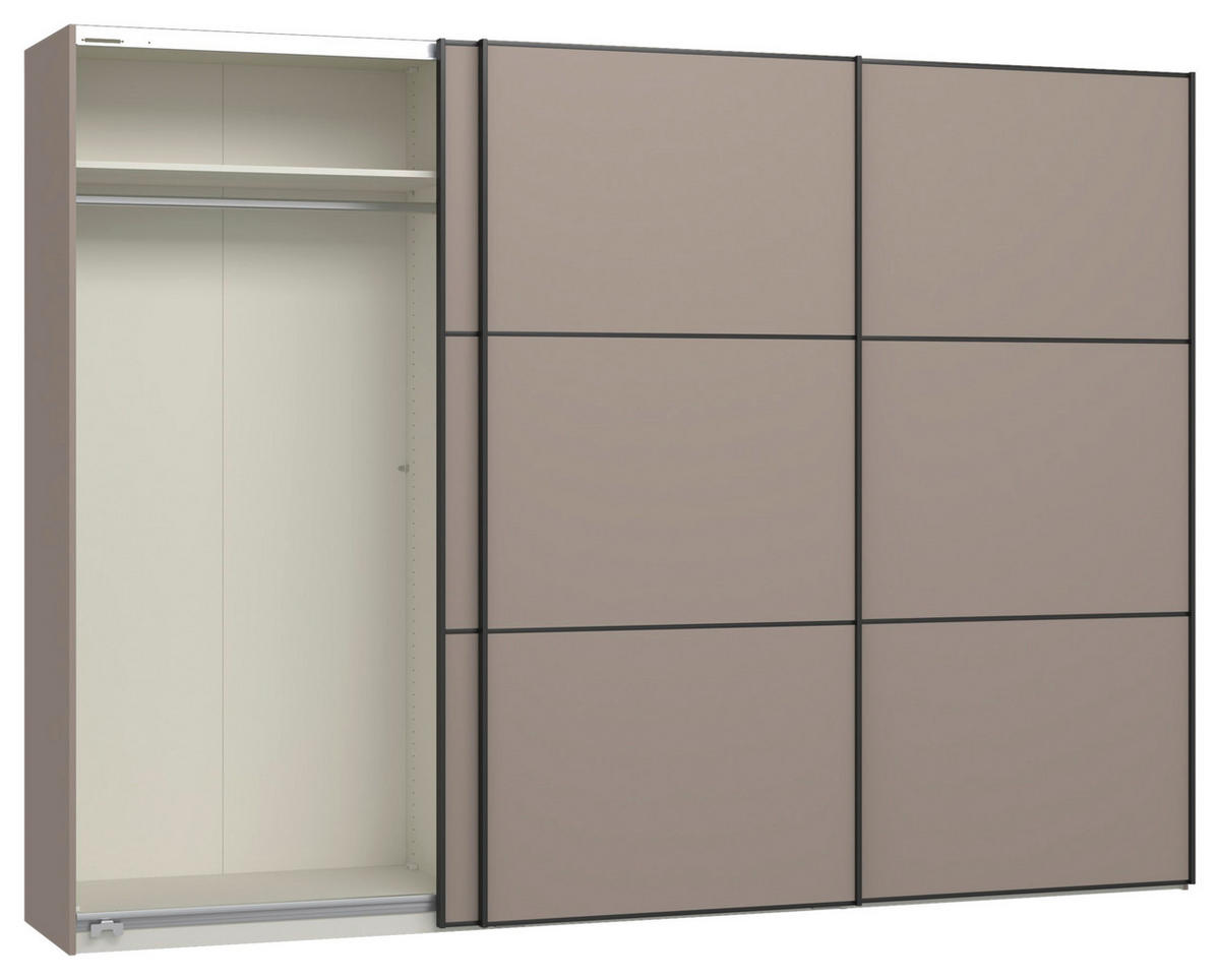 SCHWEBETÜRENSCHRANK 303/220/65 cm 3-türig Hellbraun  - Hellbraun/Schwarz, Design, Holzwerkstoff/Metall (303/220/65cm) - Jutzler