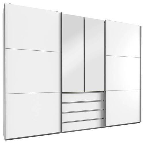 SCHWEBETÜRENSCHRANK 300/236/65 cm 2+2-türig Weiß  - Chromfarben/Weiß, MODERN, Holzwerkstoff/Metall (300/236/65cm) - MID.YOU