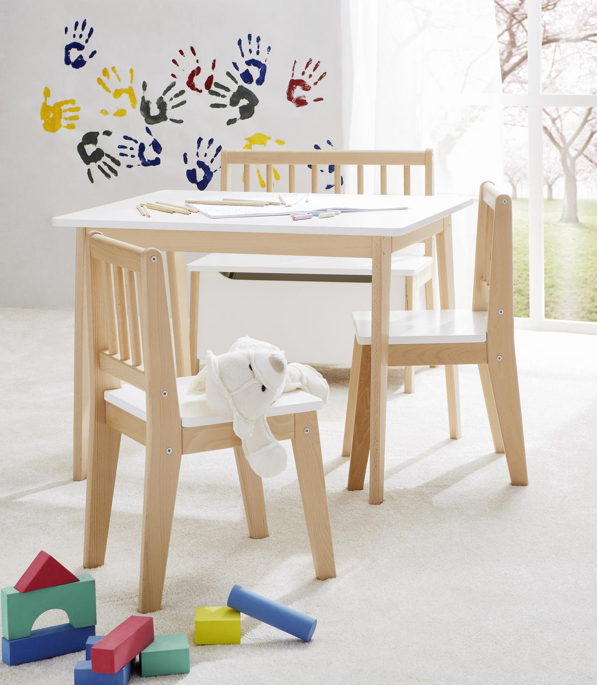 KINDERSITZGRUPPE David Weiss Naturfarben, Weiß  - Naturfarben/Weiß, Basics, Holz - My Baby Lou