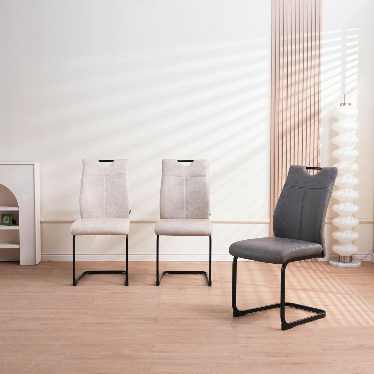 SCHWINGSTUHL  in Eisen Mikrofaser  - Schwarz/Grau, Design, Textil/Metall (43/97/57cm) - Xora