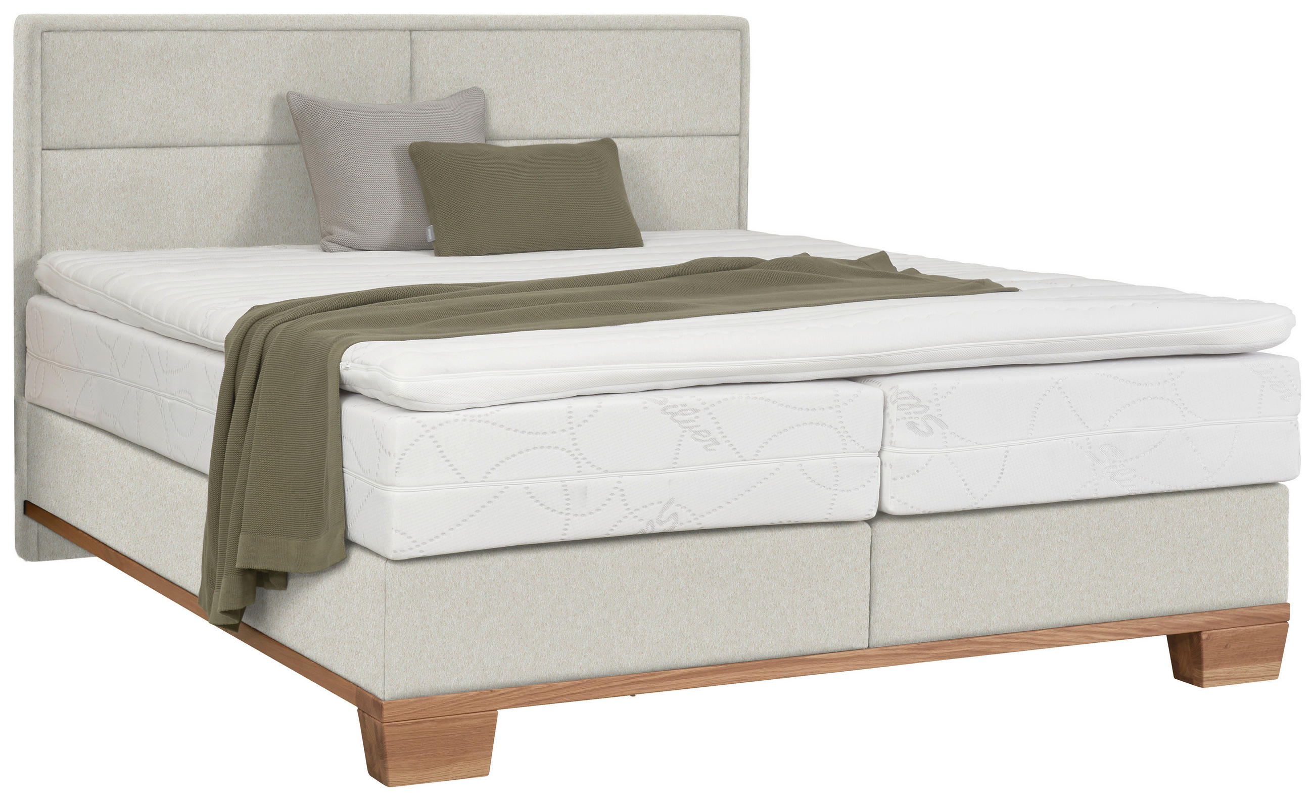 BOXSPRINGBETT 180/200 cm  in Naturfarben, Eichefarben  - Eichefarben/Naturfarben, Natur, Holz/Textil (180/200cm) - Valnatura