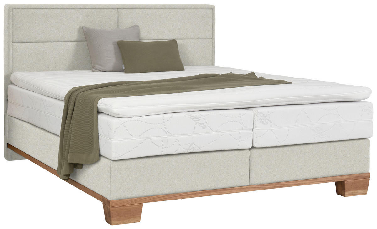 BOXSPRINGBETT 180/200 cm  in Naturfarben, Eichefarben  - Eichefarben/Naturfarben, Natur, Holz/Textil (180/200cm) - Valnatura
