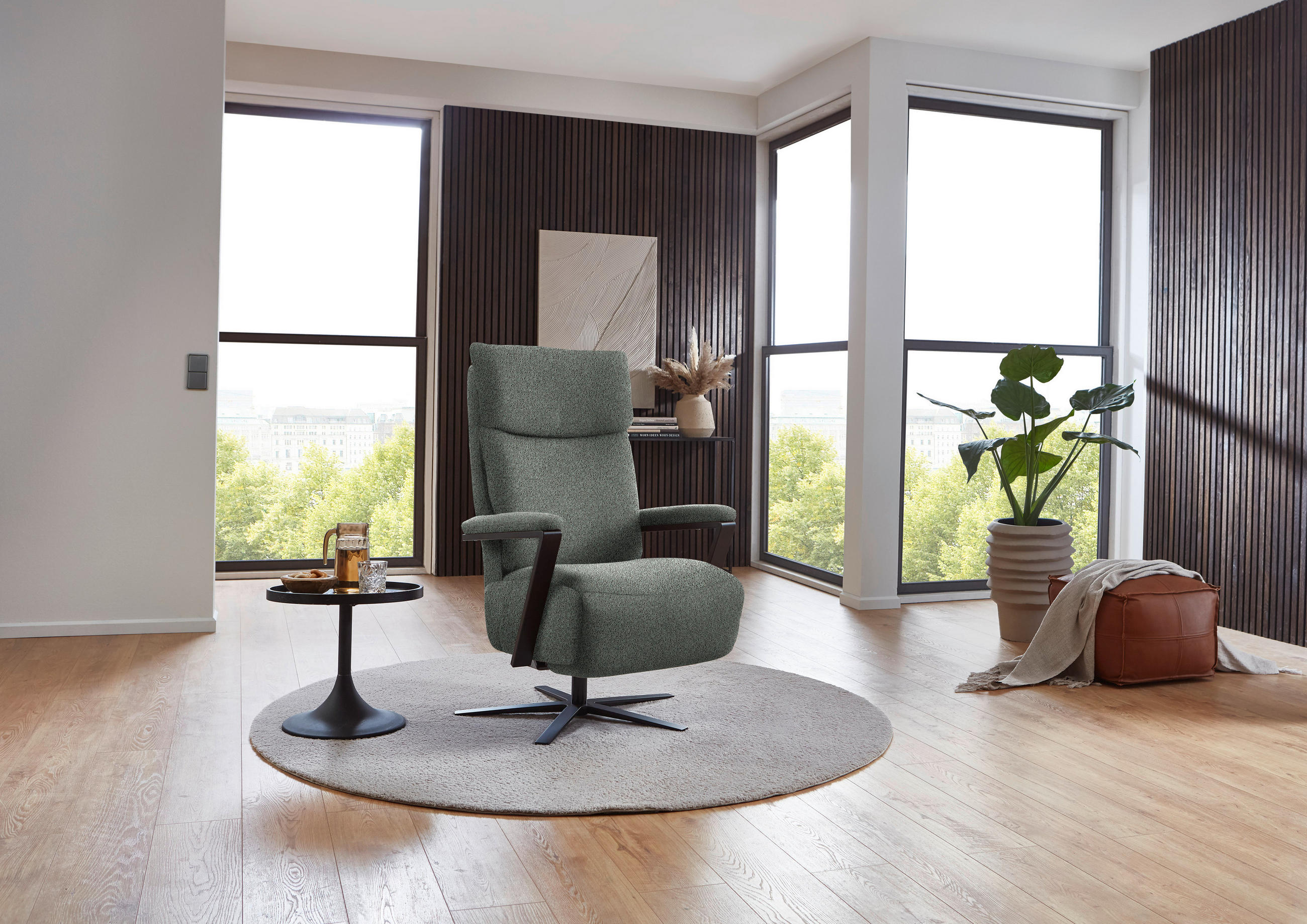 RELAXSESSEL in Textil Graublau  - Graublau/Schwarz, Design, Textil/Metall (68/117/85cm) - Cantus
