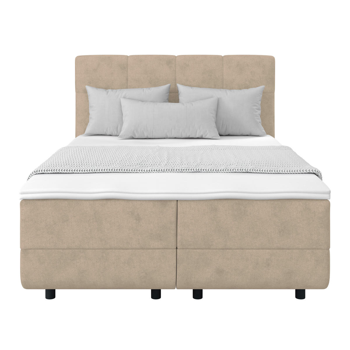 POLSTERBETT Bettkasten, Topper 140/200 cm  in Beige  - Beige/Schwarz, MODERN, Kunststoff/Textil (140/200cm) - MID.YOU