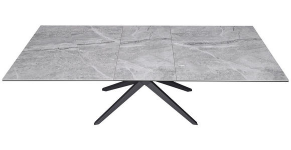 ESSTISCH in Metall, Glas, Keramik 180-230/90/76 cm - Schwarz/Grau, Design, Glas/Keramik (180-230/90/76cm) - Novel