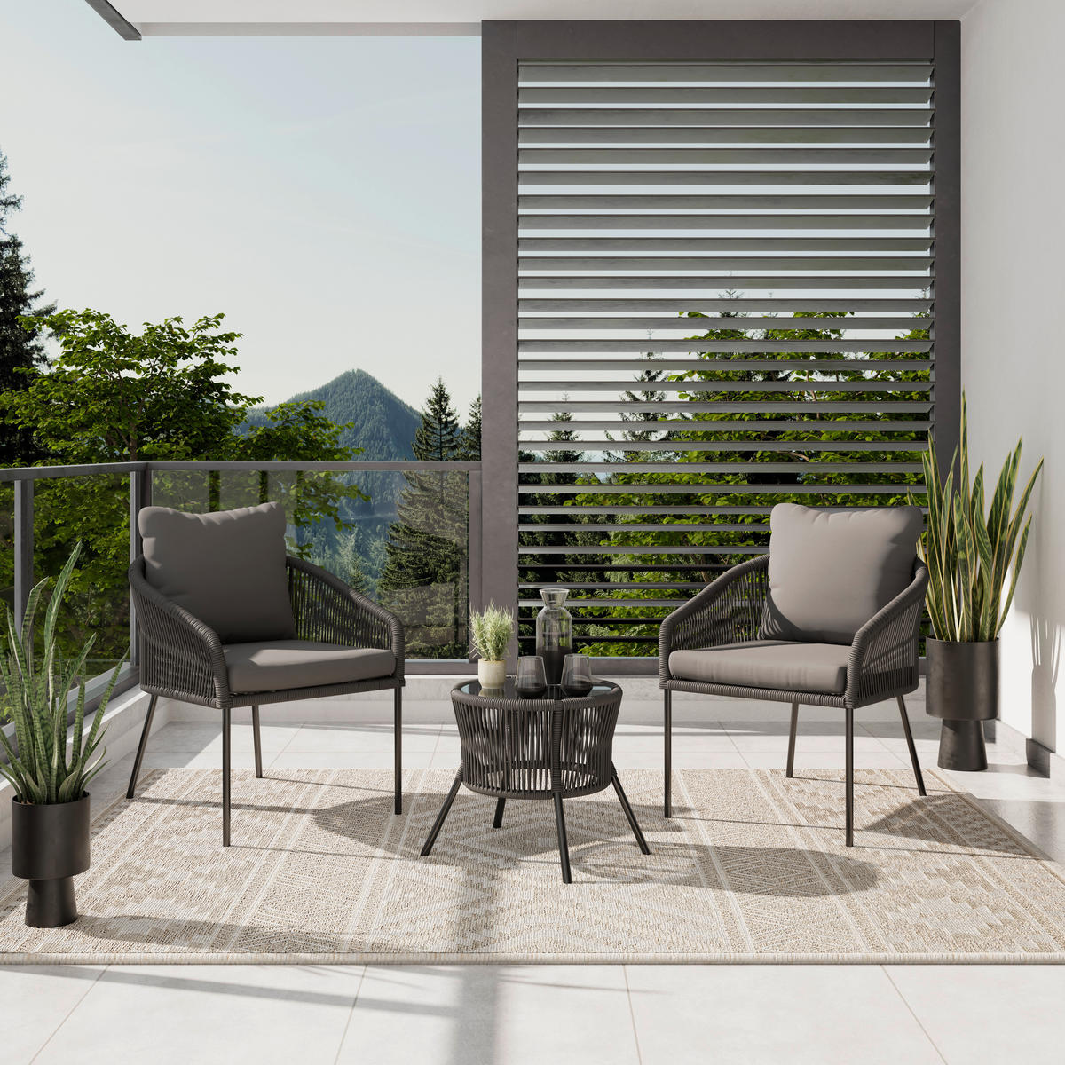 BALKONSET   - Grau, MODERN, Kunststoff/Metall (40/40/39.5cm) - Ambia Garden