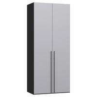 DREHTÜRENSCHRANK 102/220/59 cm,  in Schwarz, Hellgrau, 2-türig  - Titanfarben/Hellgrau, Design, Glas/Holzwerkstoff (102/220/59cm) - Jutzler