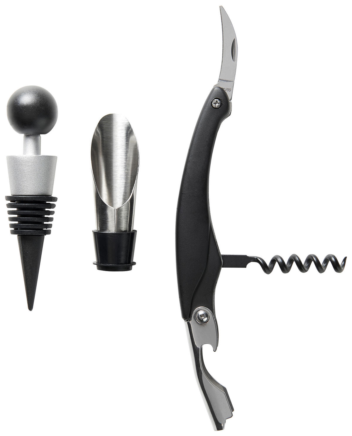 VÍNNA SADA - čierna/farba ušľachtilej ocele, Basics, kov/plast - Homeware Profession.