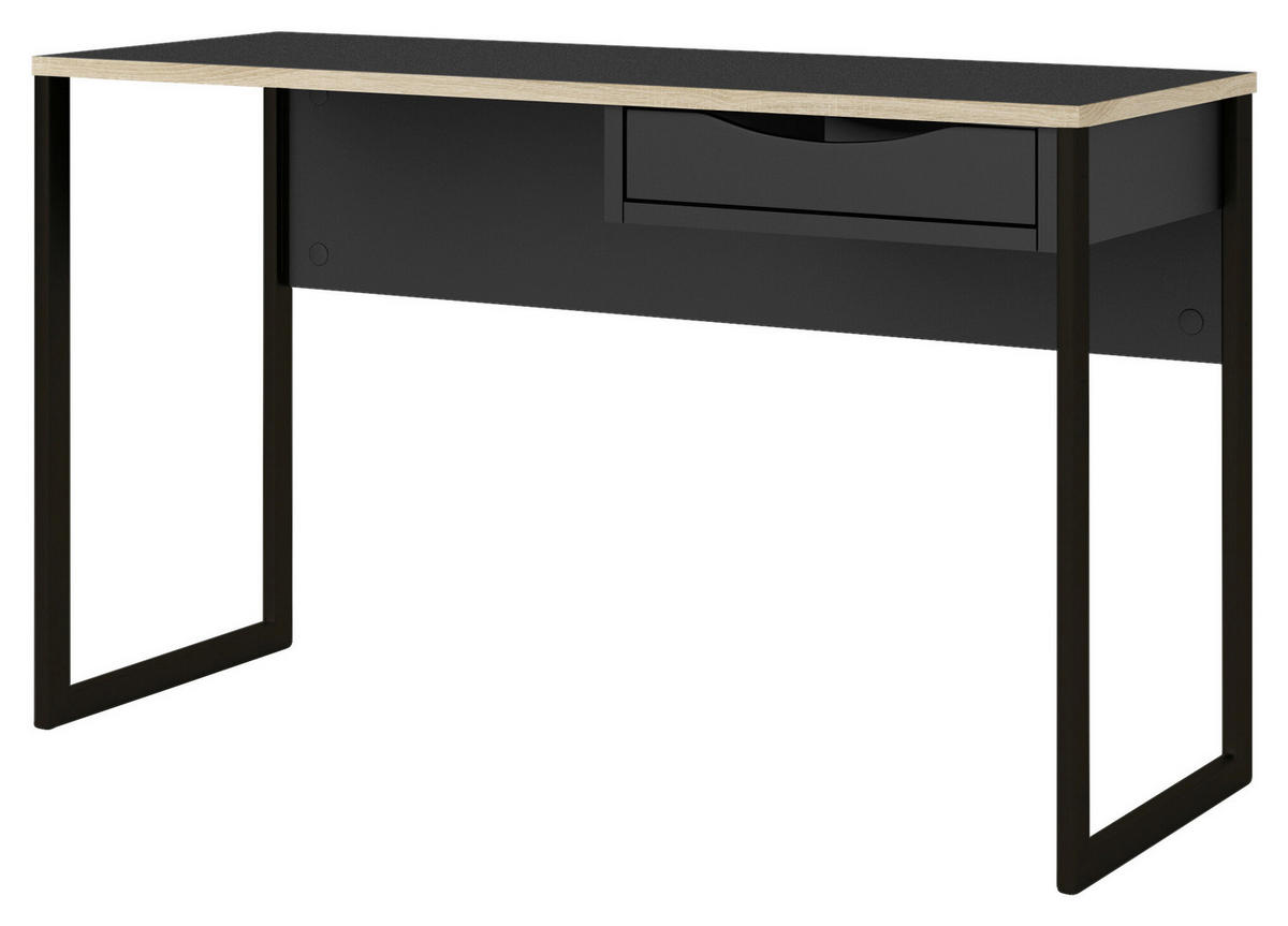 SCHREIBTISCH 130/48,4/76,8 cm  in Schwarz  - Schwarz, MODERN, Holzwerkstoff/Metall (130/48,4/76,8cm) - MID.YOU
