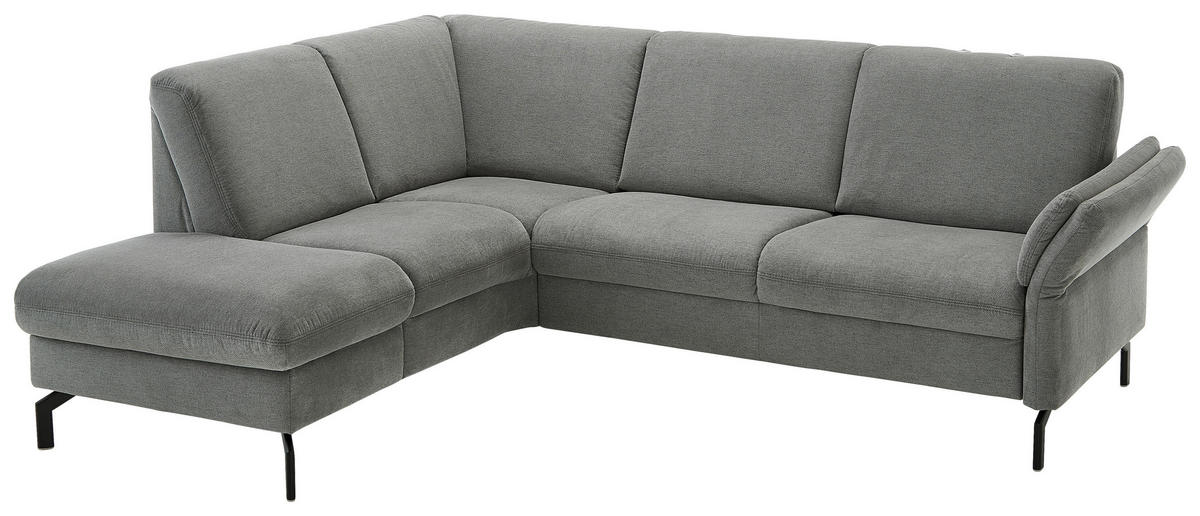 ECKSOFA in Flachgewebe Grau  - Schwarz/Grau, Konventionell, Textil/Metall (190/241cm) - Beldomo Comfort