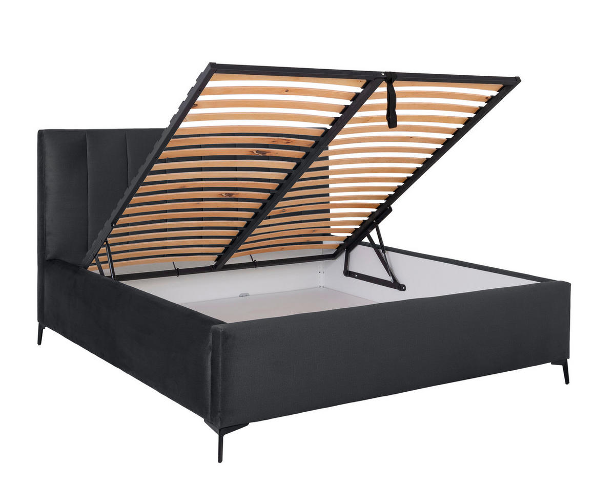 POLSTERBETT Lattenrost, Bettkasten 140/200 cm  in Schwarz  - Birkefarben/Schwarz, KONVENTIONELL, Holz/Textil (140/200cm) - Boxxx